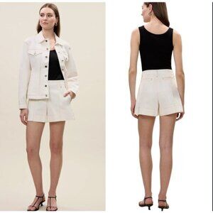 NEW Rebecca Taylor Relaxed Fit Cora Classic Denim Stretch Short White Size: 0